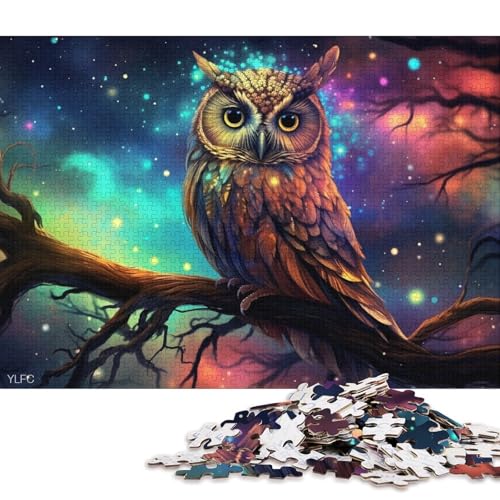 Puzzle 1000 Teile für Erwachsene, Sternennachteule, Puzzle für Erwachsene, Holzpuzzle, Puzzle für Erwachsene, Lernspiel, Herausforderungsspielzeug (Größe 75 * 50 cm) von LiJianXXS