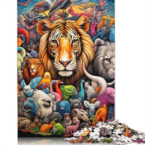 Puzzle 1000 Teile für Erwachsene, Tierparty-Puzzle für Kinder, Holzpuzzle, gutes Geschenk für Erwachsene und Kinder, Größe: 75 x 50 cm von LiJianXXS