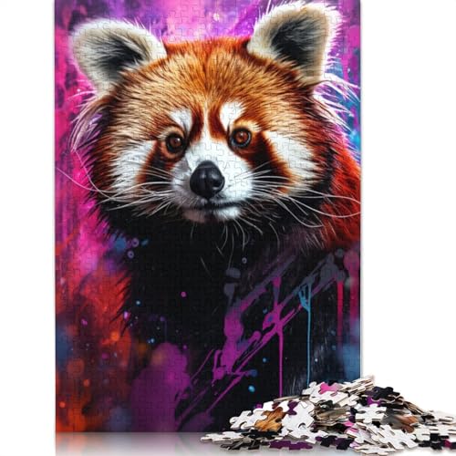 Puzzle 1000 Teile für Erwachsene, bunter roter Panda, Puzzle für Erwachsene, Kartonpuzzle, schwierig und herausfordernd, Größe: 38 x 26 cm von LiJianXXS