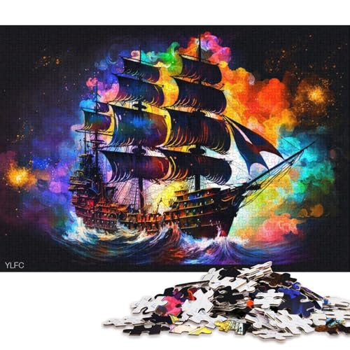 Puzzle 1000 Teile für Erwachsene, buntes Piratenschiff-Puzzle für Erwachsene, Kartonpuzzle, tolles Geschenk für Erwachsene, 38 x 26 cm von LiJianXXS