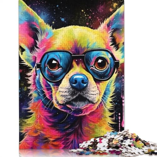 Puzzle 1000 Teile für Erwachsene, farbenfrohes Chihuahua-Puzzle für Kinder, Holzpuzzle, gutes Geschenk für Erwachsene und Kinder, Größe: 75 x 50 cm von LiJianXXS