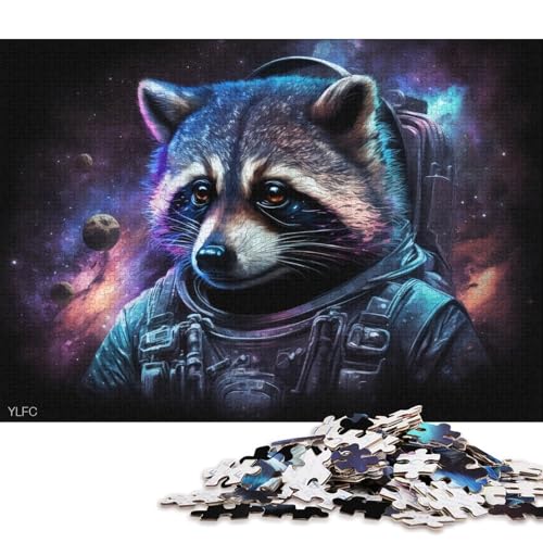 Puzzle 1000 Teile für Erwachsene, kosmische Kunst, Astronauten-Waschbär, Puzzle für Erwachsene, Kartonpuzzle, dekomprimierendes geistiges Lernspielzeug (Größe 38 * 26 cm) von LiJianXXS