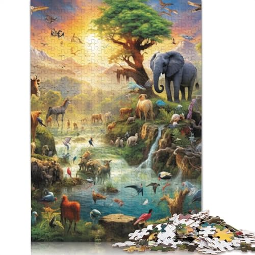 Puzzle 1000 Teile für Erwachsene Afrikanische Tiere Puzzle Kartonpuzzle Familienunterhaltungsspielzeug Größe: 38 x 26 cm von LiJianXXS