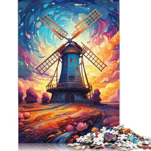 Puzzle 1000 Teile für Erwachsene Bunte Windmühlen Puzzle Kartonpuzzle Familienunterhaltungsspielzeug Größe: 38 x 26 cm von LiJianXXS