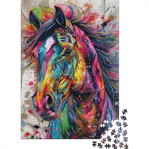 Puzzle 1000 Teile für Erwachsene | Pferde-Graffiti-Puzzle | 1000-teiliges Puzzle für Kinder, Holzpuzzle, Lernspiele, Größe: 75 x 50 cm von LiJianXXS