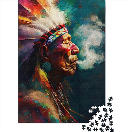 Puzzle 1000 Teile für Erwachsene | Puzzle mit amerikanischen Indianern | 1000-teiliges Puzzle für Kinder, Holzpuzzle, Lernspiele, Größe: 75 x 50 cm von LiJianXXS