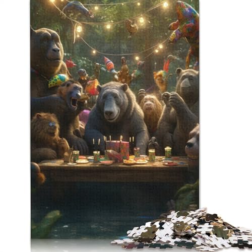 Puzzle 1000 Teile für Erwachsene Tierparty-Puzzle Kartonpuzzle Familienunterhaltungsspielzeug Größe: 38 x 26 cm von LiJianXXS