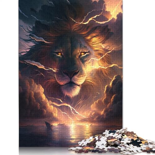 Puzzle 1000 Teile für Erwachsene und Kinder, Fantasie-Löwe-Tierpuzzle für Erwachsene und Kinder, Papppuzzle, Weihnachtspuzzle-Geschenke, Größe: 38 x 26 cm von LiJianXXS