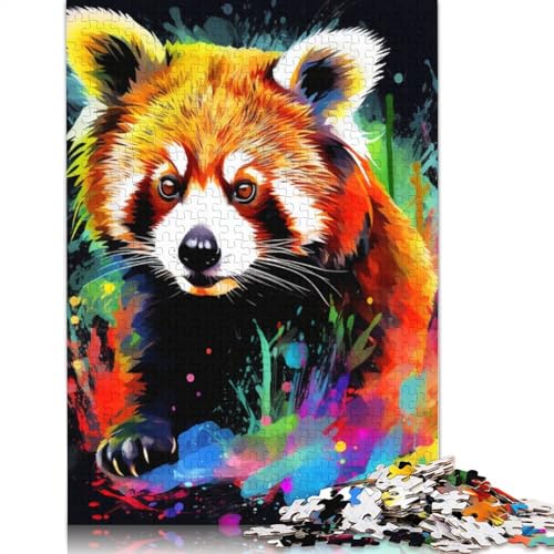 Puzzle 1000 Teile für Erwachsene und Kinder von Colorful Red Panda Puzzle für Erwachsene Holzpuzzle Lernspiel für Erwachsene und Kinder Größe: 75x50cm von LiJianXXS