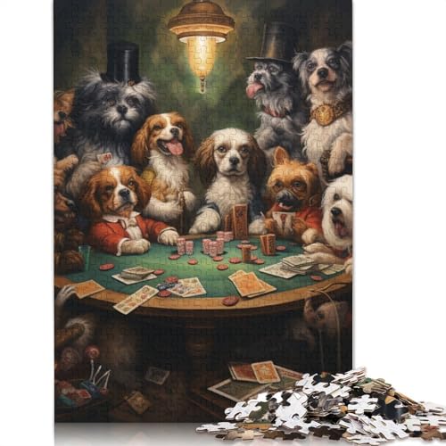 Puzzle 1000 Teile für Erwachsene und Kinder von Dogs Playing Poker, Puzzle für Erwachsene, Kartonpuzzle, Lernspiel für Erwachsene und Kinder, Größe: 38 x 26 cm von LiJianXXS