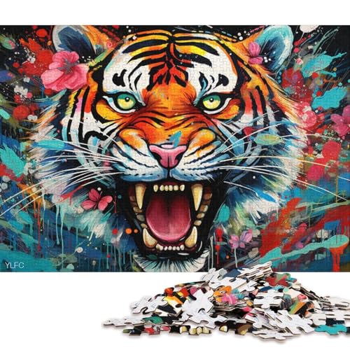 Puzzle 1000 Teile für Erwachsene und Kinder von Psychedelic Animal Tiger. Puzzle für Erwachsene, Puzzle aus Pappe, Lernspielzeug, Familienspiele (Größe 38 * 26 cm) von LiJianXXS