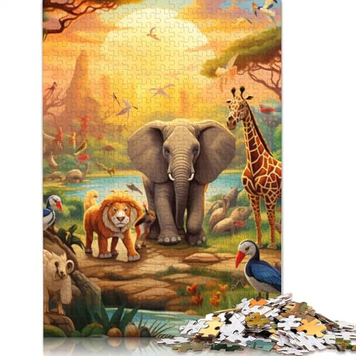 Puzzle Afrikanische Tiere, 1000 Teile, Puzzle für Erwachsene, Papppuzzle für Erwachsene und Kinder ab 12 Jahren, Spielzeug, Denkspiel, Größe: 38 x 26 cm von LiJianXXS