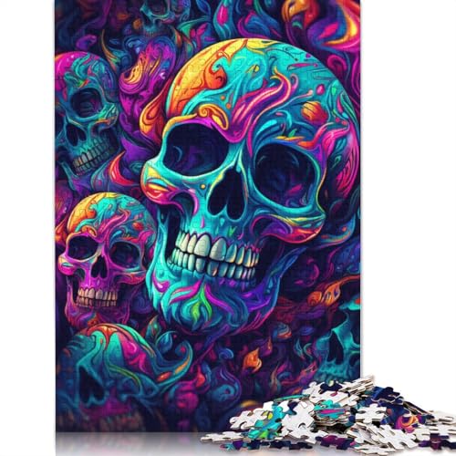 Puzzle Art Totenkopf 1000-teiliges Puzzle für Erwachsene, Holzpuzzle für Erwachsene und Kinder ab 12 Jahren, Spielzeug, Denkspiel, Größe: 75 x 50 cm von LiJianXXS