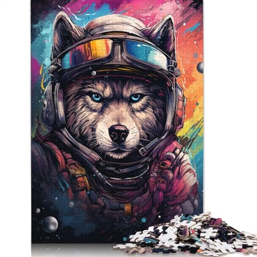 Puzzle Baby Wolf Astronaut 1000 Teile Puzzle Kartonpuzzle Geeignet für Erwachsene und Kinder über 12 Jahre Lernspiel 38x26cm von LiJianXXS