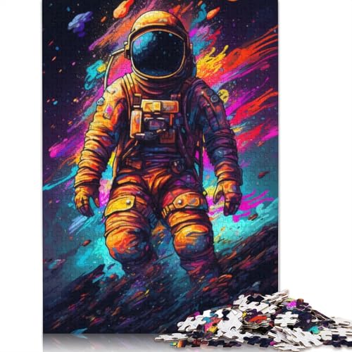 Puzzle Bunte Astronauten, 1000-teiliges Puzzle für Erwachsene, Holzpuzzle für Erwachsene und Kinder ab 12 Jahren, Spielzeug, Denkspiel, Größe: 75 x 50 cm von LiJianXXS