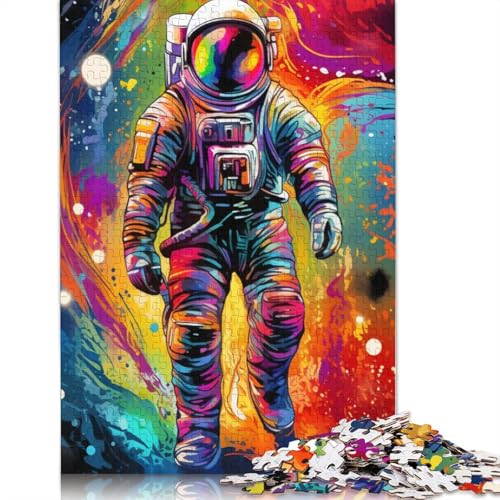 Puzzle Bunte Astronauten, 1000-teiliges Puzzle für Erwachsene, Holzpuzzle für Erwachsene und Kinder ab 12 Jahren, Spielzeug, Denkspiel, Größe: 75 x 50 cm von LiJianXXS