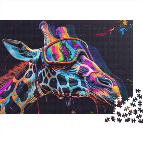 Puzzle Bunte Giraffe Puzzle für Erwachsene, 1000-teiliges Holzpuzzle für Erwachsene und Kinder ab 12 Jahren, Unterhaltungsgröße 50 x 75 cm von LiJianXXS