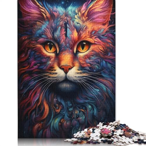 Puzzle Bunte Kunst von Cosmic Cats, Puzzle 1000 Teile, Erwachsenenpuzzle, Holzpuzzle für Erwachsene und Kinder, Denkspiel, 75 x 50 cm von LiJianXXS