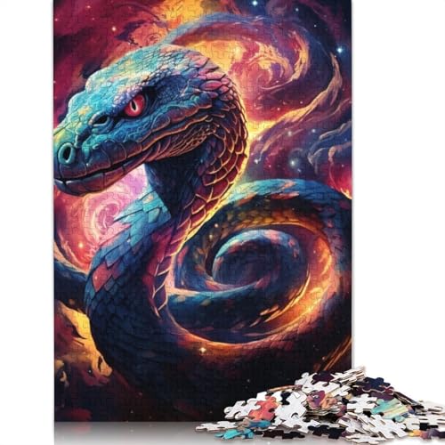 Puzzle Bunte Kunstschlange, 1000-teiliges Puzzle für Erwachsene, Holzpuzzle für Erwachsene und Kinder ab 12 Jahren, Spielzeug, Denkspiel, Größe: 75 x 50 cm von LiJianXXS