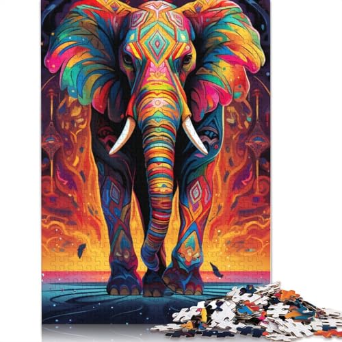 Puzzle Bunter Elefant 1000-teiliges Puzzle für Erwachsene, Papppuzzle für Erwachsene und Kinder ab 12 Jahren, Spielzeug, Denkspiel, Größe: 38 x 26 cm von LiJianXXS