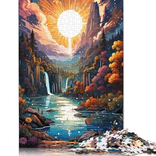 Puzzle Buntes Psychedelisches Puzzle mit Plitvicer Seen, 1000 Teile, Puzzle für Erwachsene und Kinder, Holzpuzzle, geeignet für Kinder ab 12 Jahren, Heimdekorationspuzzle, 75 x 50 cm von LiJianXXS