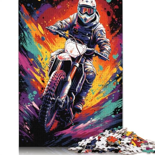 Puzzle Buntes Space Biker Puzzle 1000 Teile Erwachsenenpuzzle Holzpuzzle für Erwachsene & Kinder Denkspiel 75x50cm von LiJianXXS