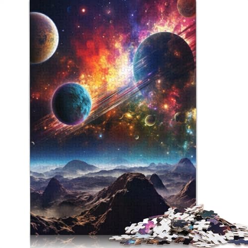 Puzzle Buntes Universum, 1000 Teile, Puzzle für Erwachsene, Holzpuzzle für Erwachsene und Kinder ab 12 Jahren, Spielzeug, Denkspiel, Größe: 75 x 50 cm von LiJianXXS