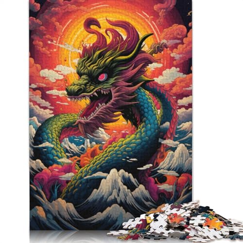 Puzzle Chinesischer Drache Puzzle 1000 Teile Erwachsenenpuzzle Holzpuzzle für Erwachsene & Kinder Denkspiel 75x50cm von LiJianXXS