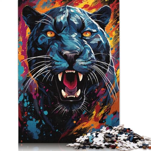 Puzzle Color Fantasy Black Panther Puzzle 1000 Teile Erwachsenenpuzzle Holzpuzzle für Erwachsene und Kinder Denkspiel 75x50cm von LiJianXXS