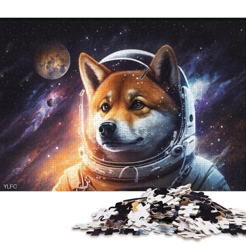 Puzzle Cosmic Shiba Inu Astronaut 1000 Teile Puzzle aus Karton Geeignet für Erwachsene und Kinder ab 12 Jahren Lernspiel 38x26cm von LiJianXXS