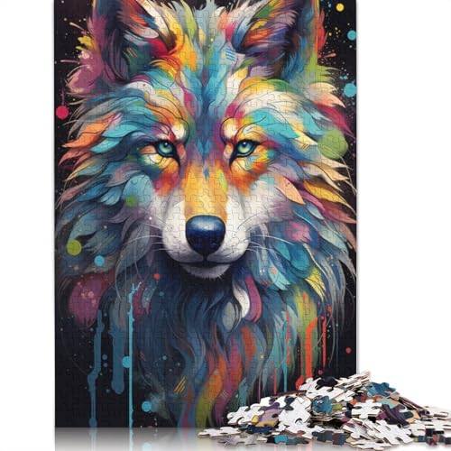 Puzzle Die farbenfrohe Psychedelie der Polarwölfe, 1000-teiliges Puzzle für Erwachsene, Holzpuzzle für Erwachsene und Kinder, Denkspiel, 75 x 50 cm von LiJianXXS