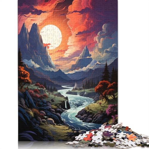 Puzzle Die farbenfrohe Psychedelie vom Vierwaldstättersee, 1000-teiliges Puzzle für Erwachsene, Holzpuzzle für Erwachsene und Kinder, Denkspiel, 75 x 50 cm von LiJianXXS