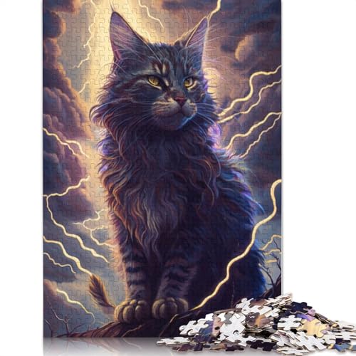 Puzzle Fantasy Maine Coon Katze 1000 Teile Puzzlespiel Papppuzzle für Erwachsene und Kinder ab 12 Jahren Spiele Spielzeug Geschenk Größe: 38x26cm von LiJianXXS