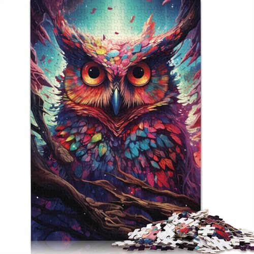 Puzzle Future Buntes psychedelisches Eulen-Puzzle 1000 Teile für Erwachsene, Kartonpuzzle für Erwachsene und Kinder, Denkspiel 38 x 26 cm von LiJianXXS