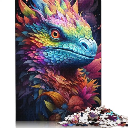 Puzzle Gemälde eines bunten Drachens Puzzle 1000 Teile Erwachsenenpuzzle Holzpuzzle für Erwachsene und Kinder Denkspiel 75x50cm von LiJianXXS