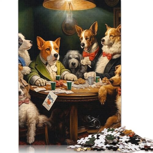 Puzzle Hunde Spielen Poker, 1000 Teile, Puzzle für Erwachsene, Holzpuzzle für Erwachsene und Kinder ab 12 Jahren, Spielzeug, Denkspiel, Größe: 75 x 50 cm von LiJianXXS