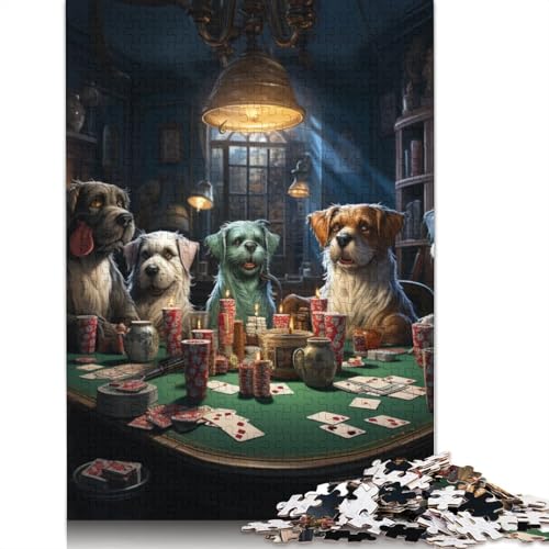 Puzzle Hunde Spielen Poker, 1000-teiliges Puzzle, Holzpuzzle für Erwachsene und Kinder ab 12 Jahren zur Heimdekoration, Größe: 75 x 50 cm von LiJianXXS