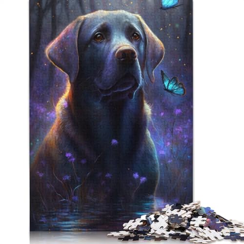 Puzzle Labrador Flower Galaxy 1000-teiliges Puzzle aus Holz für Erwachsene, Geschenke zum Entspannen, Puzzlespiele, Größe: 75 x 50 cm von LiJianXXS