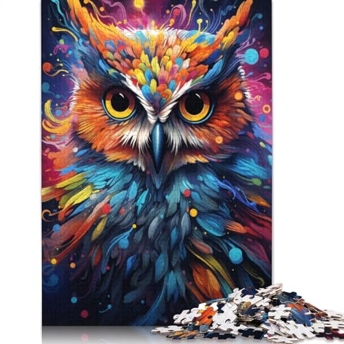 Puzzle-Malerei, bunter Planet, Eulen-Puzzle, 1000 Teile, Erwachsenen-Puzzle, Karton-Puzzle für Erwachsene und Kinder, Denkspiel, 38 x 26 cm von LiJianXXS