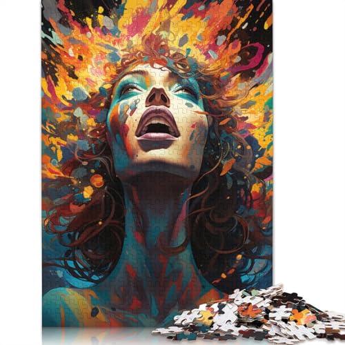 Puzzle Painting Color Girl Puzzle 1000 Teile Erwachsenenpuzzle Holzpuzzle für Erwachsene und Kinder, Denkspiel 75x50cm von LiJianXXS