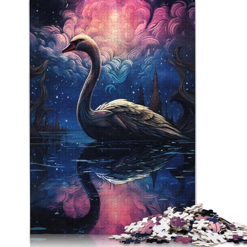 Puzzle Schwan im Weltraum 1000 Teile Puzzle Holzpuzzle Geeignet für Erwachsene und Kinder über 12 Jahre Cartoon-Puzzle 75x50cm von LiJianXXS