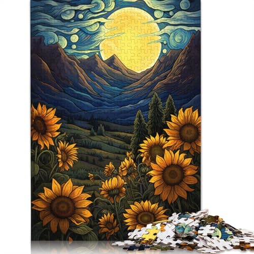 Puzzle Sonnenblume im Mondlicht, 1000-teiliges Puzzle für Erwachsene, Holzpuzzle für Erwachsene und Kinder, Denkspiel, 75 x 50 cm von LiJianXXS