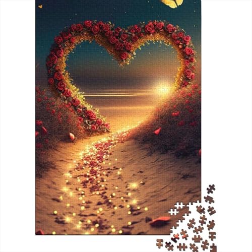 Puzzle Strand der Liebe, 1000 Teile, Puzzle für Erwachsene, Holzpuzzle, geeignet für Erwachsene und Kinder ab 12 Jahren, Rätselgröße: 75 x 50 cm von LiJianXXS