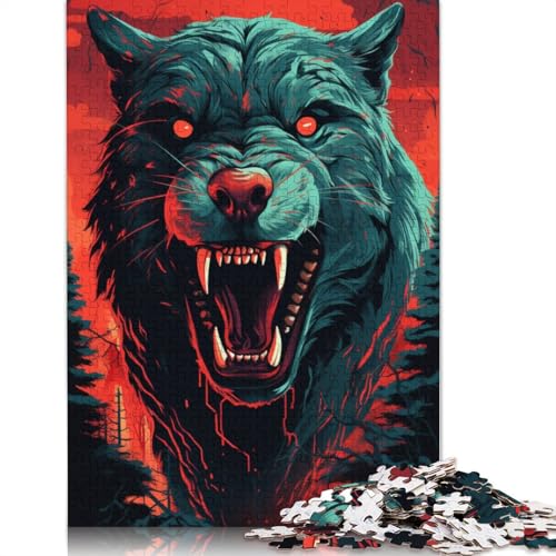 Puzzle Supernatural Wolf Puzzle 1000 Teile Erwachsenenpuzzle Kartonpuzzle für Erwachsene & Kinder Denkspiel 38x26cm von LiJianXXS