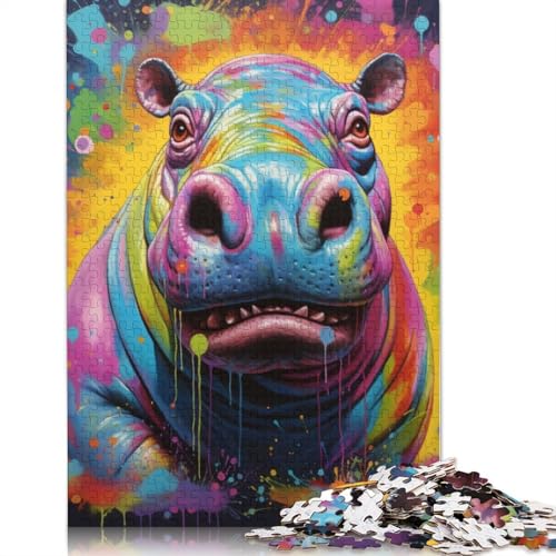 Puzzle Tier-Nilpferde, 1000-teiliges Puzzle für Erwachsene, Holzpuzzle für Erwachsene und Kinder ab 12 Jahren, Spielzeug, Denkspiel, Größe: 75 x 50 cm von LiJianXXS