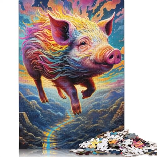 Puzzle Tierkunst, Schwein, 1000-teiliges Puzzle, Holzpuzzle für Erwachsene und Kinder ab 12 Jahren, Entspannungspuzzle, Spiele, Größe: 75 x 50 cm von LiJianXXS