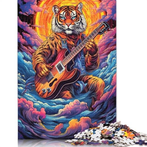 Puzzle Tiger spielt Gitarre 1000 Teile Puzzle Holzpuzzle Geeignet für Erwachsene und Kinder über 12 Jahre Lernspiel 75x50cm von LiJianXXS