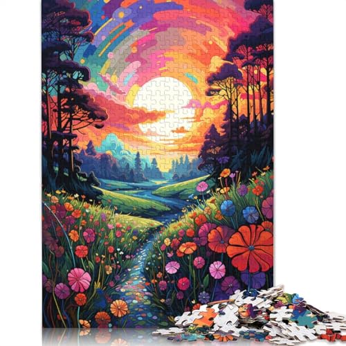 Puzzle Wildes Grasland bei Sonnenuntergang, Puzzle 1000 Teile, Erwachsenenpuzzle, Holzpuzzle für Erwachsene und Kinder, Denkspiel, 75 x 50 cm von LiJianXXS