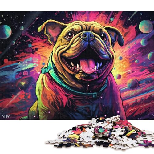 Puzzle für Erwachsene, 1000 Bulldoggen im Weltraum, Puzzles für Holzpuzzles, Familienaktivität 75x50cm/1000 Teile von LiJianXXS