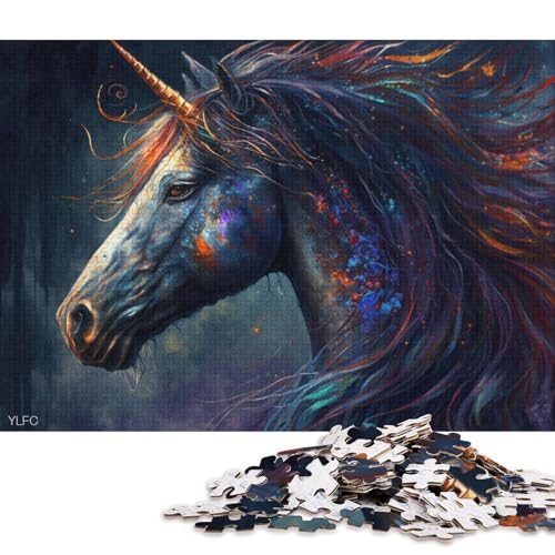 Puzzle für Erwachsene, 1000 Bunte Einhorn-Puzzles, Holzpuzzles, interessante Puzzles zur Stressreduzierung 75x50cm/1000 Teile von LiJianXXS